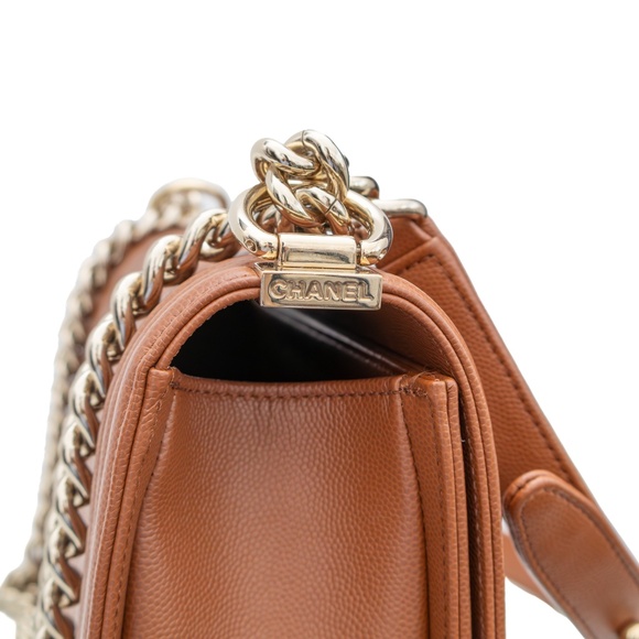 RARE Chanel Boy Bag Medium – Caramel Quilted Caviar Leather with Gold Hardware - Picture 11 of 14